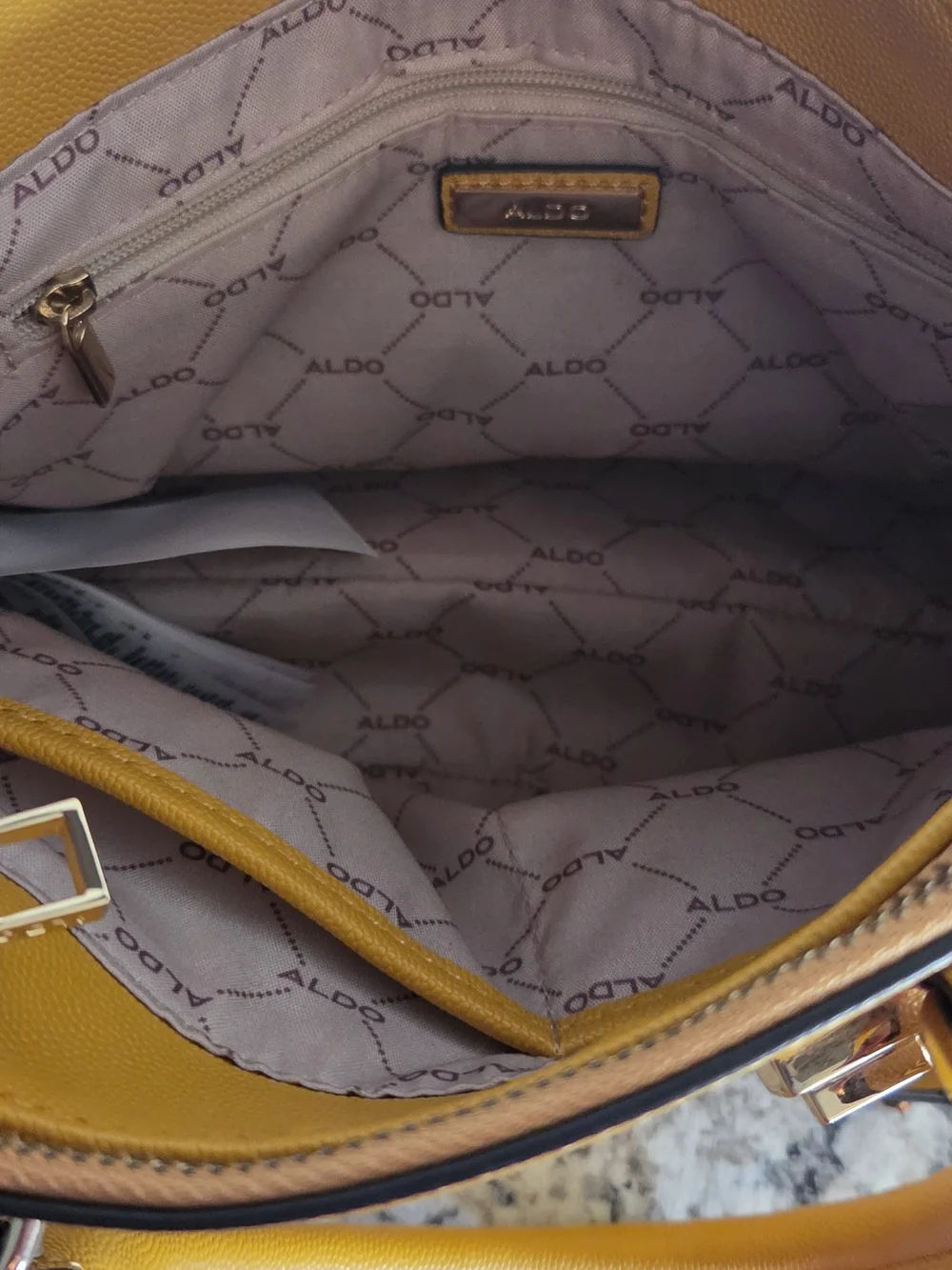 ALDO Yellow Structured Top-Handle Satchel